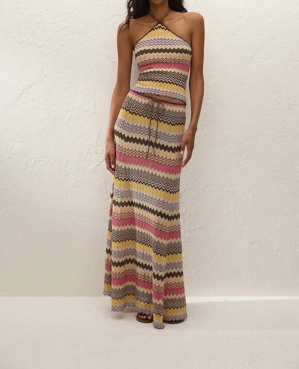 NEW FAITHFULL THE BRAND ria mid-rise maxi skirt in perla stripe